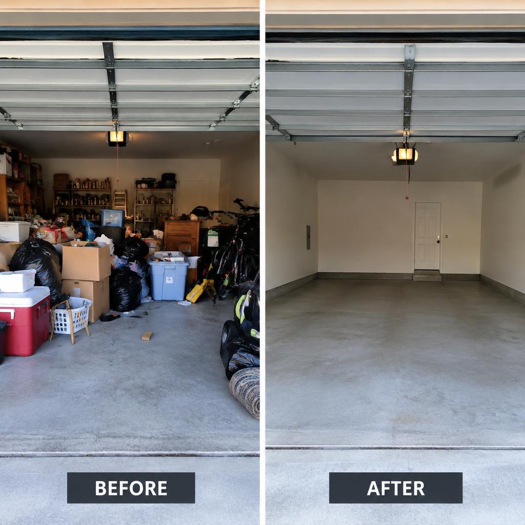 Garage before and after junk removal